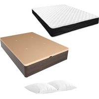 Duérmete Online Pack Canapé Abatible Drago Wengué- Gran Capacidad+Colchón Viscoblack-Viscoelástico,(OBSEQUIO 1 ALMOHADA) (ENVIO Y MONTAJE INCLUIDO)