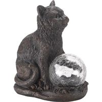 Chat globe verre craquelé solaire allumage multicolore