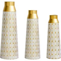 Vases de sol dorés, lot de 3, vases modernes en métal à motif géométrique, grands vases décoratifs 42/51/60,5 cm pour salon, salle à manger, fleurs séchées et herbe de la pampa