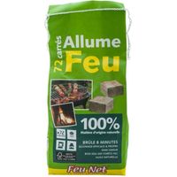FEU NET - Carrés allume-feu - Sachet de 72 unités - 542 g - Bois et huile de colza - Combustion 8 min - FSC 100% - EAN 3355660003005 - Sans odeur - Fabriqué en France - Voir photos pour détails