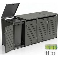 Abri pour poubelles, abri pour 4 poubelles, abri pour conteneurs à déchets, abri pour poubelles