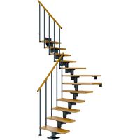 Dolle Mittelholmtreppe Cork Eiche, lackiert 1/4 gewendelt 79 cm breit für GH 222 – 270 cm UK Metall Anthrazit mit Geländer