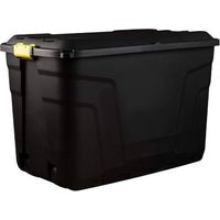 Coffre de rangement robuste en plastique de 190 L avec roulettes et couvercle verrouillable