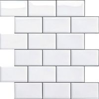 QORVA-Crédence autocollante pour cuisine et salle de bain, carrelage mural autocollant, crédence de cuisine blanche autocollante, carrelage mural imperméable autocollant en PVC 3D style métro, lot de