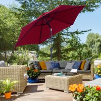 Parasol pliant, parasol de jardin, parasol de marché à manivelle, en aluminium, 2,6 m de diamètre, polyester 180 g/m², rouge, idéal pour le jardin et la terrasse.