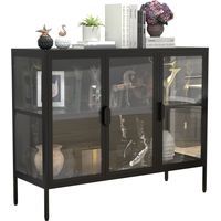 Aparador de vitrina de vidrio de acero Floka L 80x110x35 - VCM