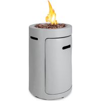 Blumfeldt Crete Gas-Feuerstelle, 13 kW Wärmeleistung, Flüssiggas, Edelstahl, 360° FireView, inkl. Regencover, Gasdruck: max. 50 mbar, zweistufiger Drehregler, hellgrau