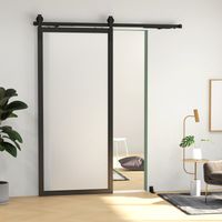 Kit de porte coulissante, 183 cm, silencieuse et lisse, pour murs en bois et ciment, acier, noir