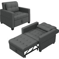 Homevive Sofá Cama Convertible 3 en 1 con Respaldo Ajustable Sillón Individual con Cojín para Sala de Estar Dormitorio Apartamento, Gris Oscuro