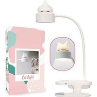 Lampe de Bureau à Pince,Clip lampe flexible avec veilleuse chat,Liseuse à pince,Blanc - Légère & Pratique - Pour enfant et adulte