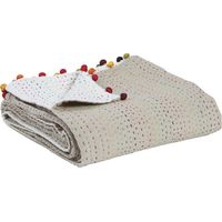VIVARAISE - Plaid Gastounet Vivaraise - Coton avec pompons multicolores (140 x 200 cm)