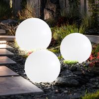 Lot de 3 lampes solaires à piquer – Boules lumineuses IP44 – 4 LED blanc chaud – Autonomie 6-8h – Décoration extérieure jardin – Expo Börse