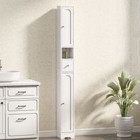 Badezimmerschrank mit Säule, Stauraum, 2 Türen, Schublade, offenes Fach, verstellbarer Einlegeboden, weiß