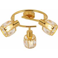 Plafonnier rond doré Crownie, 3 globes cristal, E14