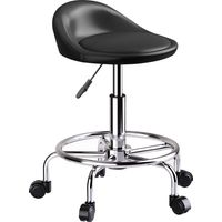 Rollhocker höhenverstellbar mit Rückenlehne Drehhocker 59-75 cm Arbeitshocker 360° drehbar Schwarz
