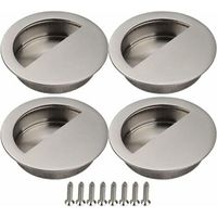 Poignée Porte Coulissante 4 Pièces Porte Coulissante Poignee Porte Coulissante Porte Coulissante Placard Poignée Encastrée Poignée de Meuble avec Vis Porte Coulissante Armoire Argent