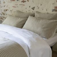 Parure de lit 240x220 coton rayure beige Terre de Nuit Dune - DUNE