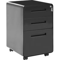 Meuble de Rangement Bureau Moderne en Acier à 3 Tiroirs avec Roulettes et Serrure à Clé Noir Larco