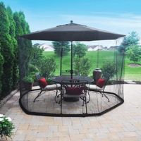 Moustiquaire parasol ronde 300 cm – Hauteur 250 cm – Toile polyester légère – Barre de lestage pour résistance au vent – Moustikit