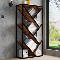 Baum-Bücherregal mit 8 Ebenen, 80 x 35 x 160 cm, platzsparendes Eckregal, Aufbewahrungsregal in Schwarz und Braun, Vintage-Industrial-Stil