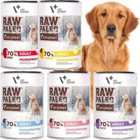Cibo crudo paleo per cani adulti, confezione da 5 confezioni da 400 g, 5 gusti diversi.