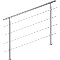 Monzana – Rampe d'escalier en acier inoxydable 150 cm – Garde-corps avec 4 traverses – Résistante aux intempéries – Prise en main confortable