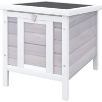 Gabbia per Conigli en Legno da Esterno Tetto Asfalto Rampa Antiscivolo Grigia 42x51x43cm