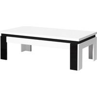 Tavolino basso LINA bianco e nero lucido – 125 x 42 x 65 cm