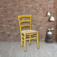 Sedia in legno di faggio con seduta paglia Venezia colore anilina giallo