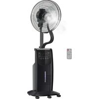 Ventilateur brumisateur avec télécommande de 5 m. Minuteur 12 h et oscillation à 70°. 3 vitesses. 3 fonctions et répulsif anti-moustiques. Réservoir de 3,1 L. 90 W. 44,5 x 135 cm. Noir.