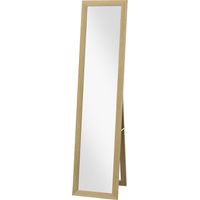 Espejo de Cuerpo Entero 37x155 cm, Espejo de Pie y Pared, Rectangular, Marco de Madera Roble