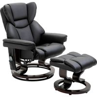 Poltrona Relax massaggio reclinabile girevole 360° con pouf poggiapiedi nero 145°