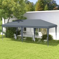 Carpa Plegable Gazebo 6x3 m con Altura Ajustable en 3 Niveles Toldo Anti-UV y Bolsa de Transporte Gris Clair