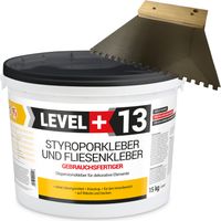 LEVEL+ Styroporkleber Dispersionkleber Dekor L+13 - 15KG + Zahnspachtel 4mm
