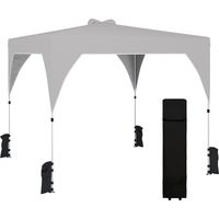 Carpa Plegable Pop-up 3x3 m con Bloqueo Central Altura Ajustable Bolsa Transporte con Ruedas y Sacos de Arena Gris
