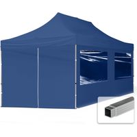 TOOLPORT pop up gazebo 3x6m with four side panels & aluminium frame folding garden tent Water repellent blue