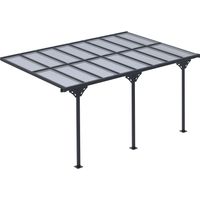 Outsunny Pergola adossée aluminium 4,5 x 3 m avec toit en polycarbonate résistant UV, gouttière intégrée, tonnelle de jardin pour terrasse patio véranda, gris
