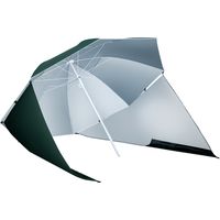 Parasol para Playa 2 en 1 con 2 Paneles Laterales Toldo Portátil Anti-UV con Bolsa de Transporte Ø210x222cm Verde