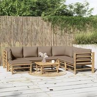 Salon de jardin 8 pcs - Ensemble Table et Chaise de Jardin - avec coussins taupe bambou BV376128 - BonneVie