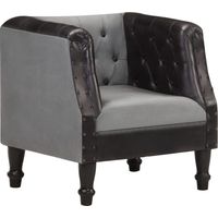 Chaise cabriolet Noir Cuir véritable et bois de manguier massif vidaXL