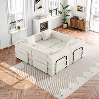 Canapé-lit 2-en-1 — Avec rangements dans les accoudoirs et triple support en métal
