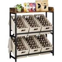 Yaheetech Scaffale Portabottiglie da Cucina 3 Ripiani Scaffale Multifunzionale in Legno e Metallo Organizer per Birra/Verdure/Condimenti 104x33x119,5 cm