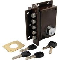 JIS cerradura 5239-cgs izquierda pintada , Cerradura 5239 de sobreponer alta seguridadCinco pestillos de acero inoxidable con dos vueltasPintado marrónApertura izquierd