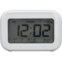 GARRYFIZH Mini réveil numérique avec écran LCD fonction Snooze formats 12H 24H pour chambre voyage bureau blanc