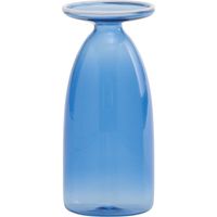 Vasetto artigianale Un Fiore in vetro borosilicato soffiato a mano, capacità 22 cl, colore bluino, design elegante con imboccatura svasata decorata