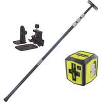 Pack RYOBI Laser croix rouge - 10m de porté - 0,5mm de précision - RBCLLR1 - Canne télescopique - 320cm - RBCLTP1