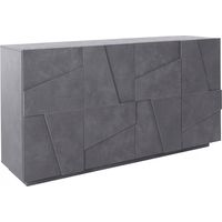 Dmora – Buffet moderne 4 portes gris cendré – Dimensions 162x44x86 cm – Matériau stratifié résistant aux chocs – Design géométrique