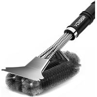 1 Brosse Barbecue, Grattoir Acier Inoxydable, Manche PP Thermique 45.5cm, Pour Gril Gaz Charbon