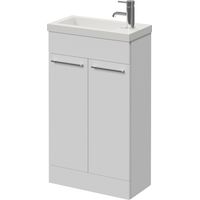 Napoli 250 Gloss White 500mm 2 Door Vanity Unit with Square Silvo Basin - 500mm - Chrome 160mm Handle