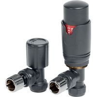 Signature Round Thermostatic Angled Radiator Valve Pair - Anthracite